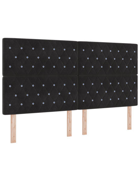 Testiera LED Nera 90 cm Velluto