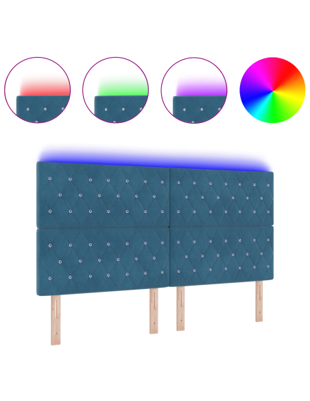 Testiera LED con testiera Blu Scuro 180 cm Poliestere