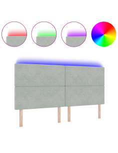 Testiera LED con testiera Grigio chiaro 200 cm Poliestere 2