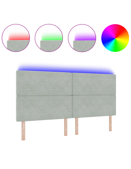 Testiera LED con testiera Grigio chiaro 200 cm Poliestere