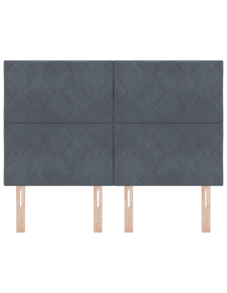 Testiera LED  Design a Blocchi di Diamante Grigio Scuro 144 cm Velluto