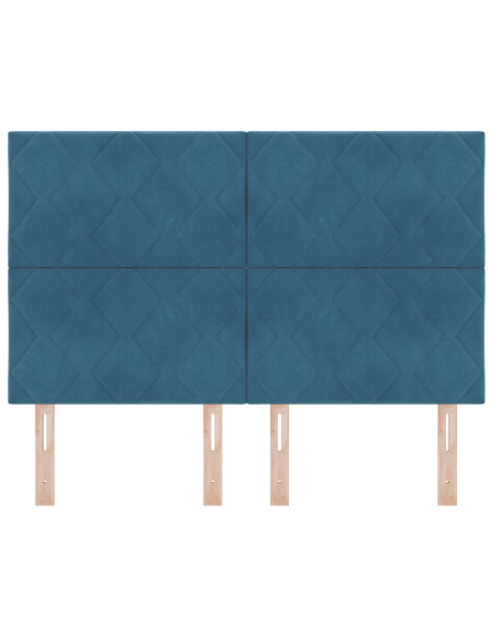 Testata LED Design a Blocchi di Diamante Blu Scuro 144 cm Velluto