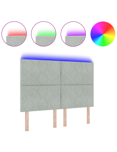 Testiera LED Grigio chiaro 144 cm Pelle Sintetica 2