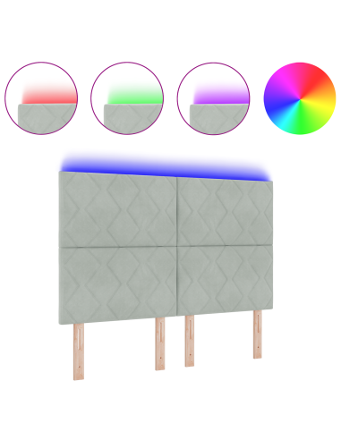 Testiera LED Grigio chiaro 144 cm Pelle Sintetica