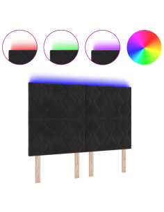 Testiera LED Nero 144 cm Pelle Sintetica 2