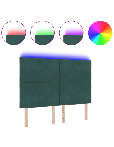 Testiera LED Verde Scuro 144 cm Pelle Sintetica