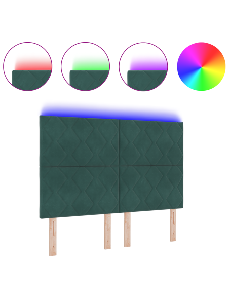 Testiera LED Verde Scuro 144 cm Pelle Sintetica