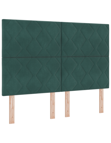 Testiera LED Design a Blocchi di Diamante Verde Scuro 144 cm Velluto