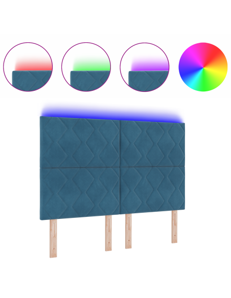 Testata LED Design a Blocchi di Diamante Blu Scuro 144 cm Velluto