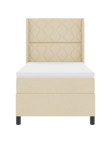 Letto a molle con materasso Crema 100 x 200 cm Tessuto