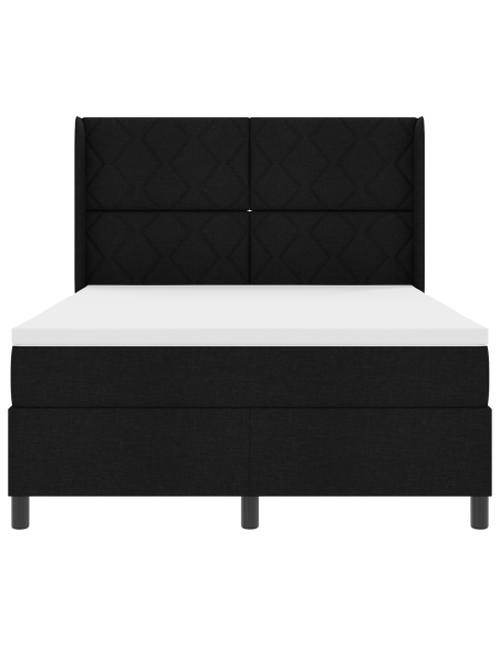Letto Box Spring  con Materasso Nero 140x190 cm in Tessuto