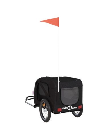 Rimorchio da Bici per Animali Nero Oxford e Ferro
