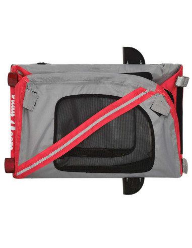 Rimorchio da Bici per Animali Rosso e Grigio Oxford e Ferro