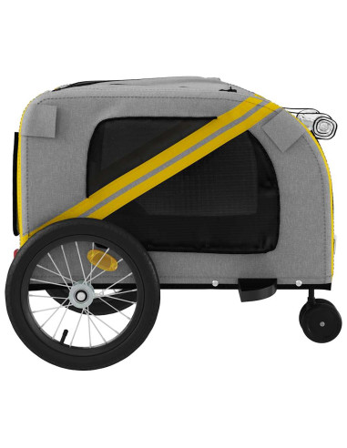 Rimorchio da Bici per Animali Giallo e Grigio Oxford e Ferro
