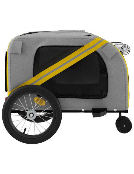 Rimorchio da Bici per Animali Giallo e Grigio Oxford e Ferro