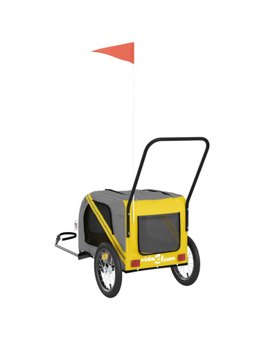 Rimorchio da Bici per Animali Giallo e Grigio Oxford e Ferro