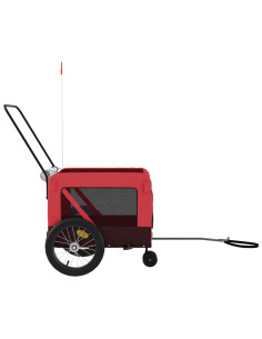 Rimorchio da Bici per Animali Rosso e Nero Oxford e Ferro 2