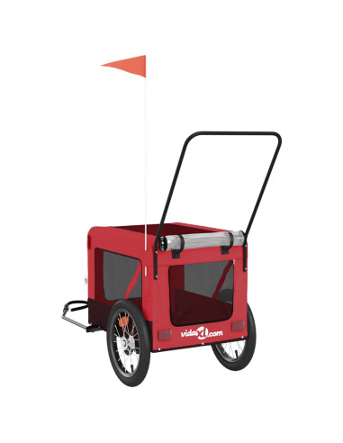 Rimorchio da Bici per Animali Rosso e Nero Oxford e Ferro