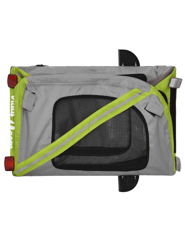 Rimorchio da Bici per Animali Verde e Grigio Oxford e Ferro