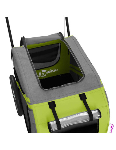 Rimorchio da Bici per Animali Verde e Grigio Oxford e Ferro