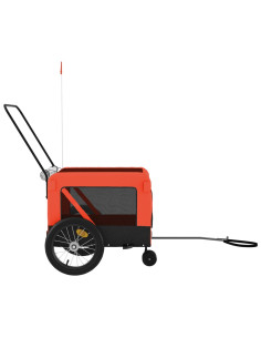 Rimorchio da Bici per Animali Arancione e Nero Oxford e Ferro 2