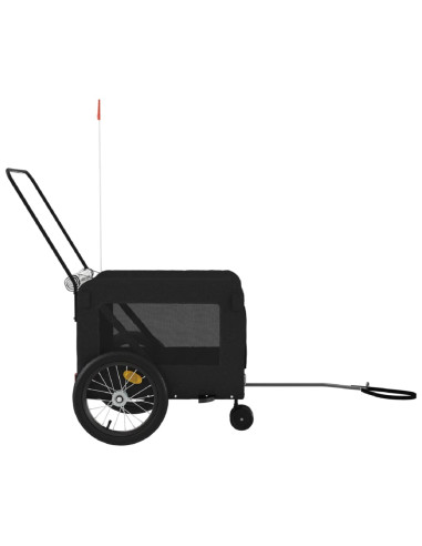 Rimorchio da Bici per Animali Nero Oxford e Ferro