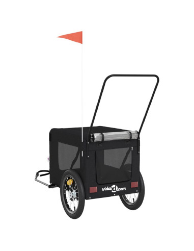 Rimorchio da Bici per Animali Nero Oxford e Ferro