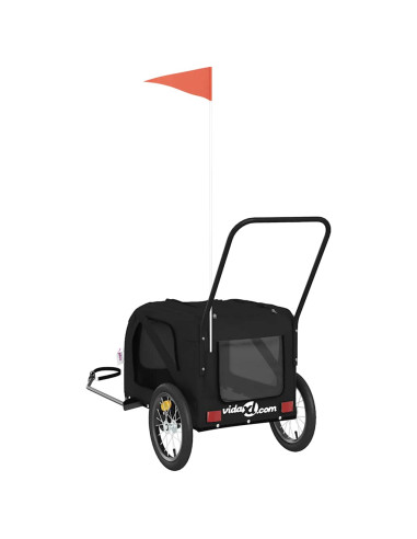 Rimorchio da Bici per Animali Nero Oxford e Ferro