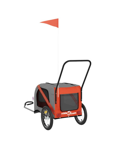 Rimorchio da Bici per Animali Arancione e Grigio Oxford e Ferro