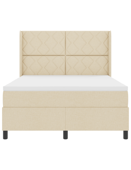 Letto Box Spring  con Materasso Crema 140x190 cm in Tessuto