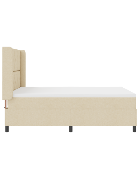 Letto Box Spring  con Materasso Crema 140x190 cm in Tessuto