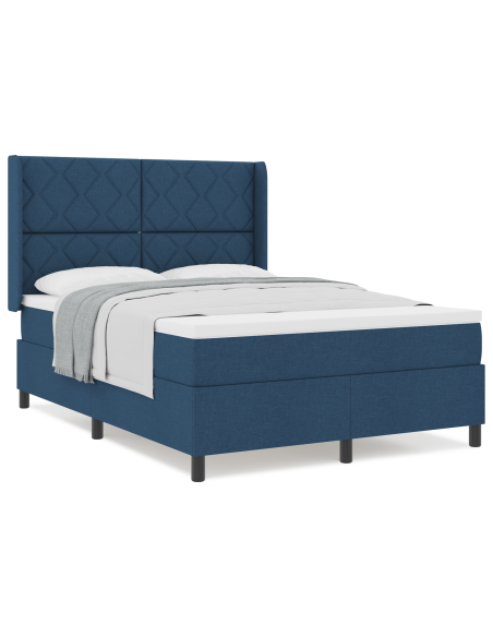 Letto a molle con materasso  Blu 140x190 cm Tessuto