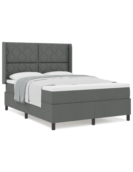 Letto a Molle con Materasso Grigio Scuro 140x200 cm Tessuto
