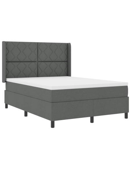 Letto a Molle con Materasso Grigio Scuro 140x200 cm Tessuto