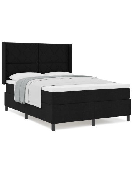 Letto a una piazza e mezza con Materasso Nero 140x200 cm Tessuto