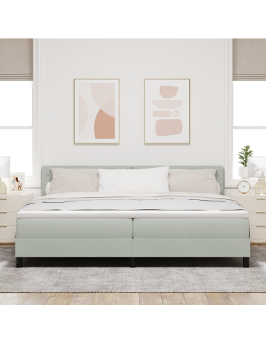 Letto a Sorgente LED con led Grigio chiaro 200 x 200 cm Velluto