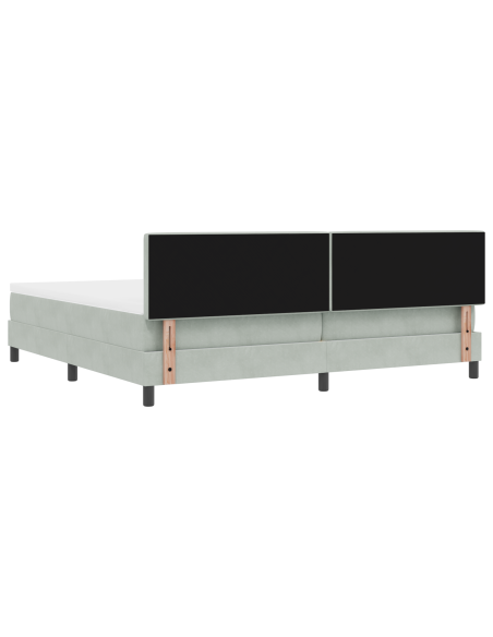 Letto con Box Spring e Materasso e Luce LED Grigio Chiaro 200x200 cm in Velluto