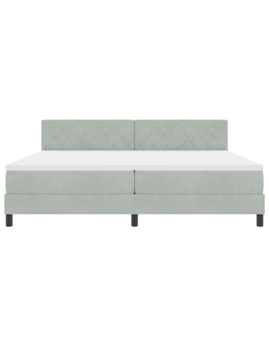 Letto a Sorgente LED con led Grigio chiaro 200 x 200 cm Velluto