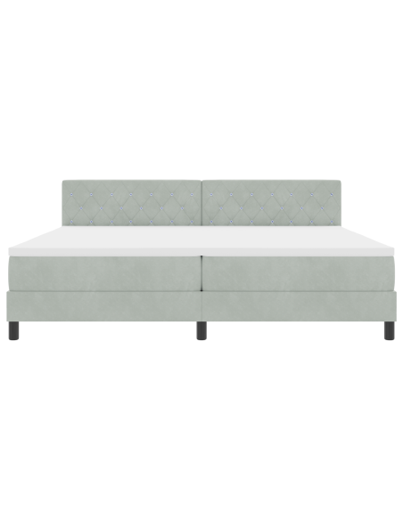 Letto con Box Spring e Materasso e Luce LED Grigio Chiaro 200x200 cm in Velluto