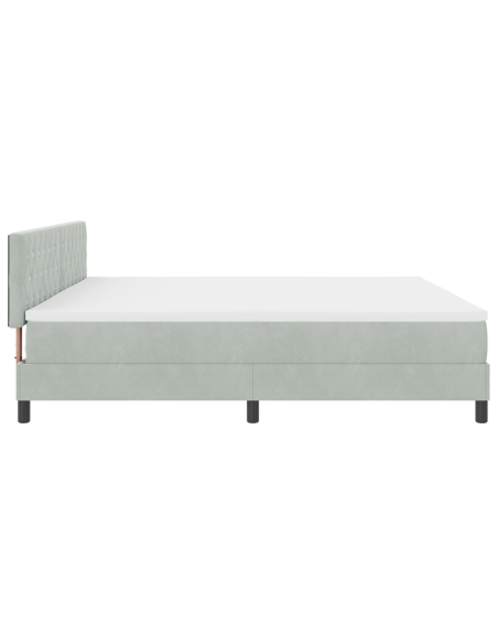 Letto con Box Spring e Materasso e Luce LED Grigio Chiaro 200x200 cm in Velluto