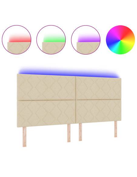 Testata LED  Design a Blocchi di Diamante Panna 200 cm Tessuto