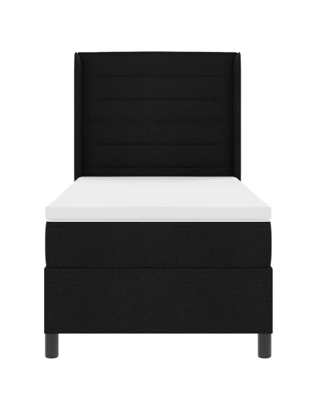 Letto a Sorgente LED con materasso Nero 100 x 200 cm Tessuto