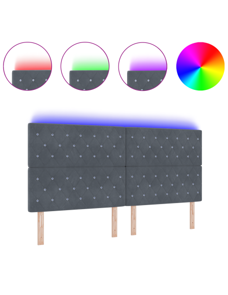 Testata LED Grigia Scura 100 cm Velluto