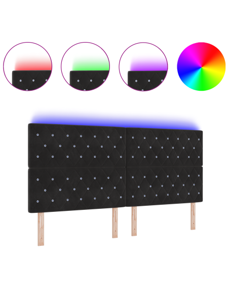 Testiera LED Nera 100 cm Velluto