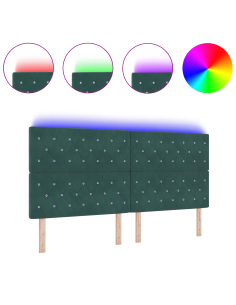 Testiera LED con testiera Verde Scuro 200 cm Poliestere 2