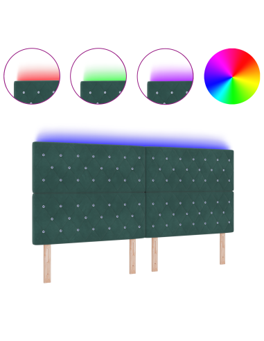 Testiera LED con testiera Verde Scuro 200 cm Poliestere