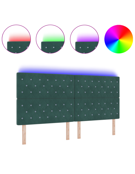 Testiera LED con testiera Verde Scuro 200 cm Poliestere