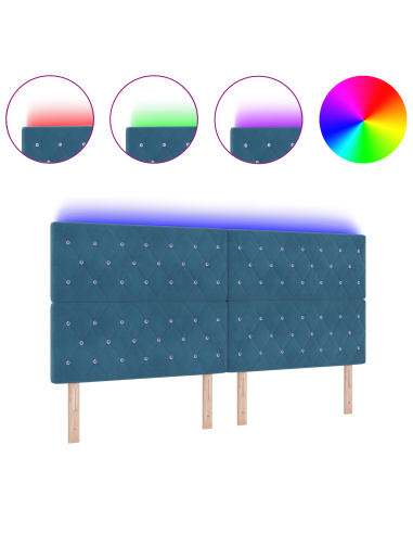 Testiera LED con testiera Blu Scuro 200 cm Poliestere