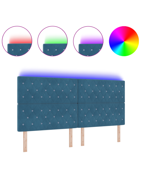 Testiera LED con testiera Blu Scuro 200 cm Poliestere