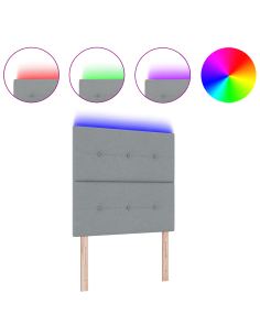 Testiera LED con testiera Grigio chiaro 80 cm Poliestere 2